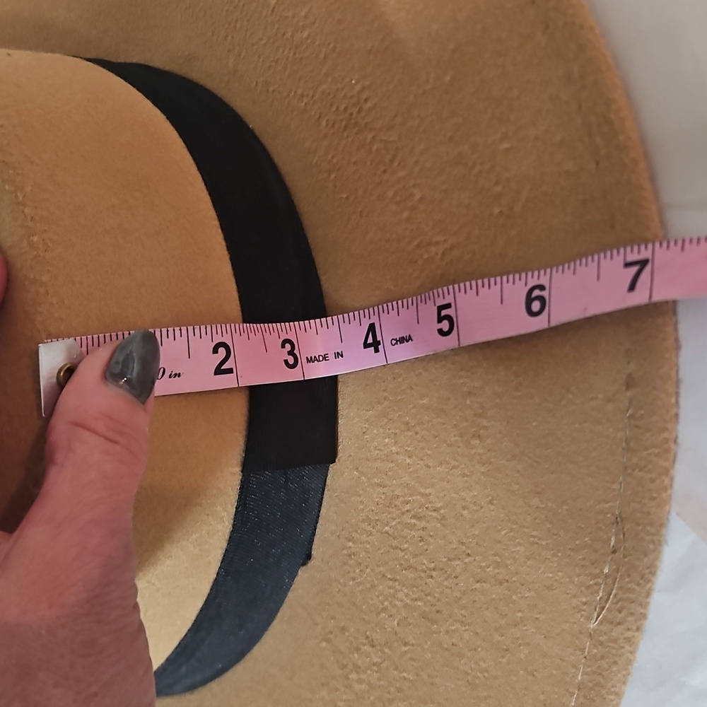 Felt Hat Wide Brim by CoG Tan with Black Ribbon VGUC - Picture 10 of 12